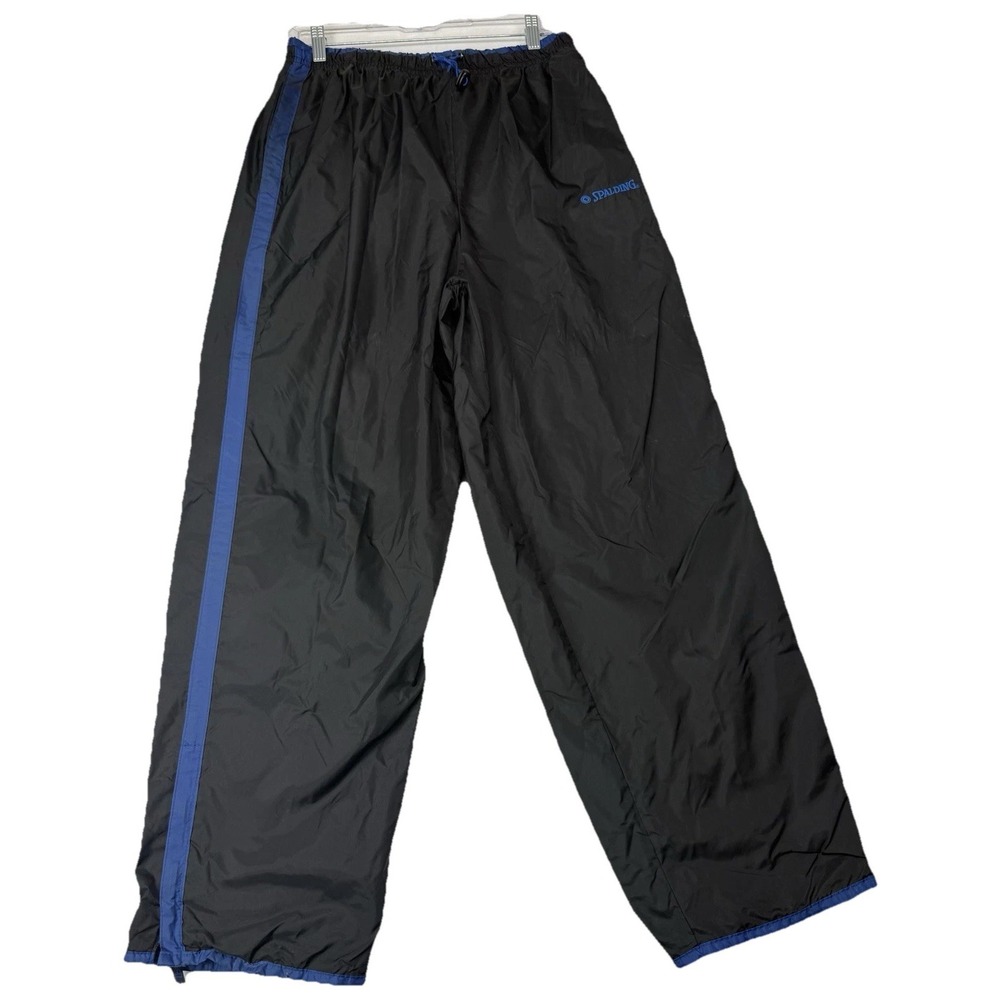 Vintage y2k Spalding Mens Black Blue Track Pants XL Nylon Exterior Elastic Waist